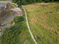 Aerial view of the current Lunderston Bay Coastal Path